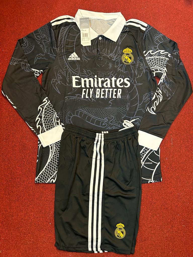 Real Madrid Black Dragon Kit Full Sleeves Jersey Nation