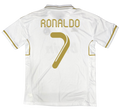 White sports jersey with 'Ronaldo' and number '7' on a white background