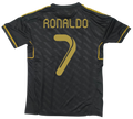 Black sports jersey with 'Ronaldo' and number '7' on a white background