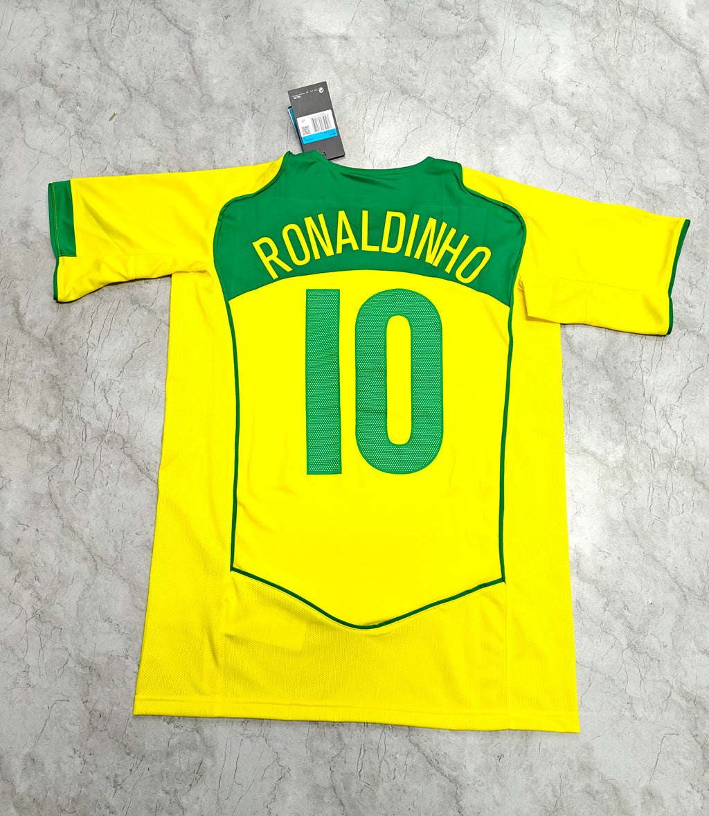 Ronaldinho Version - Brazil Home Retro 04/06 Jersey